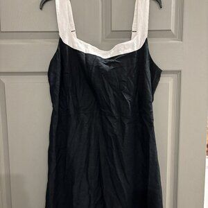 Abercrombie Linen-Blend Wide Strap Mini Dress - Black & White
